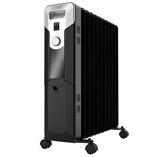 Cecotec Ölheizkörper Ready Warm 5720. 11 Rippen, Leistung 2500 W und Temperaturregler mit zwei Leistunfsstufe, Überhitzungsschutz Overprotect System, Räder, Schwarz von Cecotec