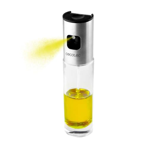 Cecotec Ölsprüher Polka OilSpray 1000 Cecofry Sprühöl. Körper aus robustem und klarem Glas und Edelstahl 304, Fassungsvermögen 100 ml, genau dosiert, bequeme Verwendung von Cecotec
