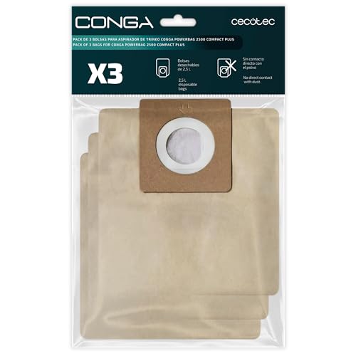 Cecotec Pack 3 Staubsaugerbeutel für Bodenstaubsauger Conga PowerBag 2500 Compact Plus. Enthält Beutel kompatibel mit Conga Powerbag 2500 Compact Plus Cecotec Pack 3 Staubsaugerbeutel für Bodenstaubsauger Conga PowerBag 2500 Compact Plus. Enthält Beutel kompatibel mit Conga Powerbag 2500 Compact Plus von Cecotec