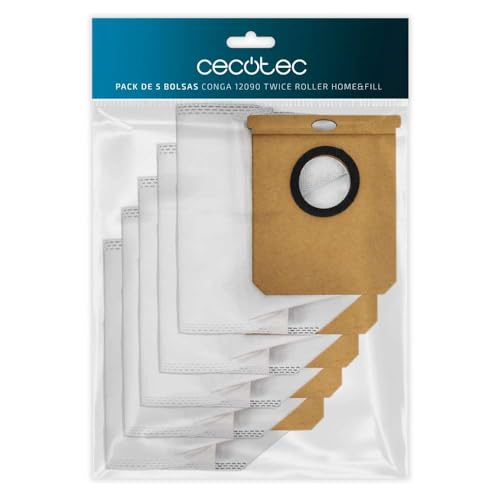 Cecotec Packung mit 5 Beuteln für die selbstentleerende Basis des Conga 12090 Twice Roller Home&Fill, inklusive 5 Hygienebeutel mit 2 Liter Fassungsvermögen von Cecotec