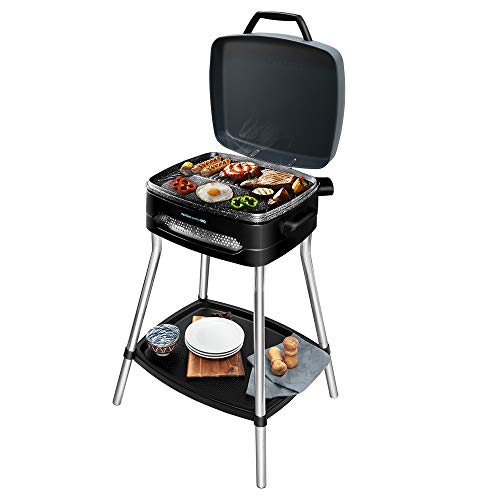 Cecotec PerfectCountry BBQ Elektrischer Grill. Mit Gerätefüßen, Klappbarer Deckel und Schale, RockStone Beschichtung, Fettauffangschale, 43 x 38 cm Grillfläche, Verstellbare Temperatur, 2000 W. von Cecotec