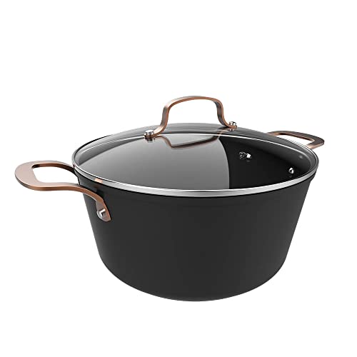 Cecotec Topf Polka Fantasy 28 Pot Golden. Durchmesser 28 cm, Fassungsvermögen 7,1 l, geschmiedetes Aluminium, Antihaftbeschichtung Platinum Plus Teflon, PFOA-frei, geeignet für alle Arten von Herden, Deckel von Cecotec