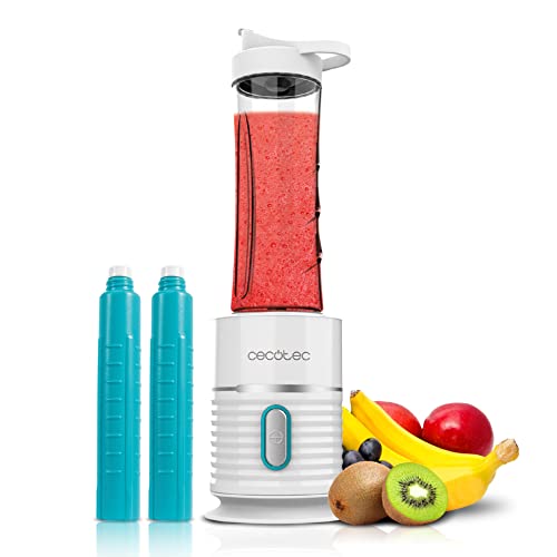 Cecotec Portable Blender for Smoothies Power Titanium 500 EasyGo. 500 W, 4 Blades with Black Titanium Coating, 2 600 ml Glasses with Anti-Leak Lid, 2 Refrigerator Tubes von Cecotec