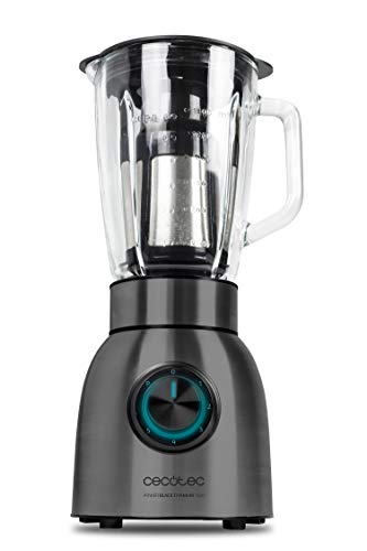 Cecotec Power Black Titanium 1500 Sandmixer Smoothie Maker Filtereinsatz Als Entsafter Einsetzbar Ice Crusher Mit Hitzebeständigem Glasbehälter Und Rostfreiem Edelstahl 19X19X42CM von Cecotec
