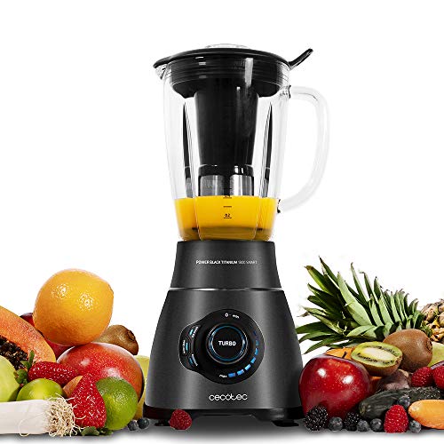 Cecotec Standmixer Power Black Titanium 2500MAX Smart. 2500 W maximale Leistung, hitzebeständiger Krug 1,8L, 3 Programme, 6-Klingen-Messer, schwarze Titanbeschichtung, Smoothie-Filter von Cecotec