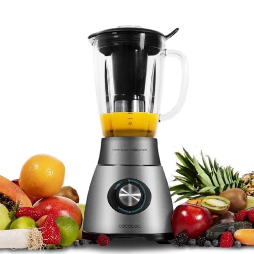 Cecotec Power Black Titanium 1800 Smart 1800W Amerikanischer Standmixer Mit Hitzebeständiger Glaskanne Und 6 Titanklingen Kommt Mit 3 Programmen Digital von Cecotec