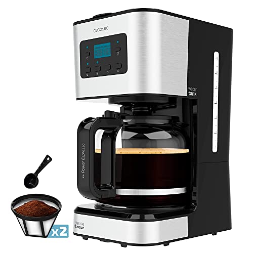 Cecotec Programmierbare Tropfkaffeemaschine Coffee 66 Smart Plus. 980W, Fassungsvermögen 12 Tassen, ExtemAroma-Technologie, AutoClean-Funktion, Edelstahldesign, LCD-Bildschirm, 1,5L Fassungsvermögen von Cecotec
