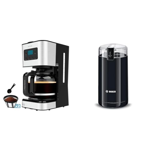 Cecotec Programmierbare Kaffeemaschine 66 Smart Plus & Bosch Hausgeräte TSM6A013B Kaffeemühle, Schwarz von Cecotec