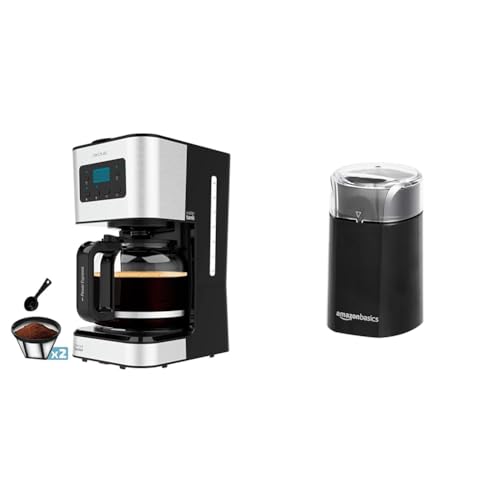 Cecotec Programmierbare Tropfkaffeemaschine Coffee 66 Smart Plus & Amazon Basics Elektrische Kaffeemühle, schwarz von Cecotec