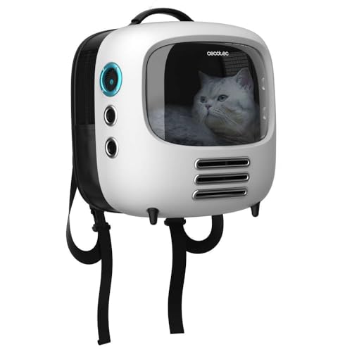 Cecotec Katzen-Transportbox Pumba 1800 Travel Fan, Belüftungssystem mit 2 Geschwindigkeiten, Innenlicht, Großer dunkler Bildschirm, Haustiere bis zu 8 kg, Ergonomisches Design, Seitentasche von Cecotec