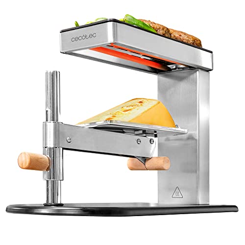 Cecotec Raclette Grill Cheese & Grill 6000 Edelstahl, 600 W, elegantes Design aus Edelstahl, Oberer Grill aus Aluminium, antihaftbeschichtet, verstellbarer Thermostat, verstellbarer Käsehalter von Cecotec