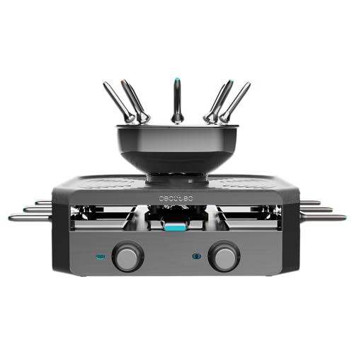 Cecotec Raclette und Fondue-Maschine Cheese Fusion. 1700 W, 8 Personen, Edelstahl, einstellbare Zeit und Temperatur, hitzebeständige Griffe, inklusive 8 Pfannen und 8 Gabeln, 2500 ml Cecotec Raclette und Fondue-Maschine Cheese Fusion. 1700 W, 8 Personen, Edelstahl, einstellbare Zeit und Temperatur, hitzebeständige Griffe, inklusive 8 Pfannen und 8 Gabeln, 2500 ml von Cecotec