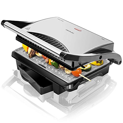 Cecotec Rock'nGrill 1500 Rapid Elektrogrill. RockStone-Steinverkleidung, höhenverstellbare Deckplatte, Fettwanne, 1500 W Leistung, umweltfreundliche Verkleidung (1000 W) von Cecotec