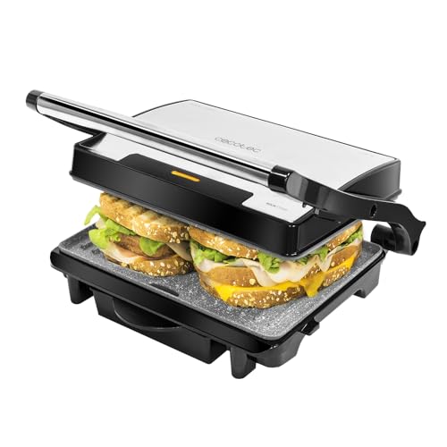 Cecotec Rock'nGrill 1500 Rapid Elektrogrill. RockStone-Steinverkleidung, höhenverstellbare Deckplatte, Fettwanne, 1500 W Leistung, umweltfreundliche Verkleidung (1500 W) von Cecotec