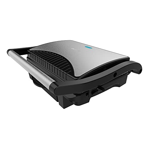 Cecotec Rock'nGrill Dark 1000 Elektrischer Grill, 1000 W, Steinbeschichtung, Fettauffangschale, schwimmende Oberfläche, 25,4 x 17,5 cm, PTFE-frei, PFOA von Cecotec