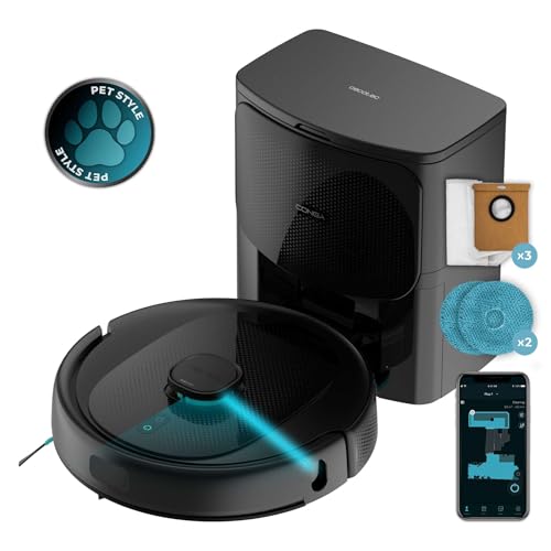 Cecotec Saugroboter Conga 9590 Spin Revolution Ultra Power Home, Lasernavigation, Künstliche Intelligenz, 10.000 Pa, max. 240 Minuten Akkulaufzeit, rotierende Mops, Silikonbürste für Haustiere. von Cecotec