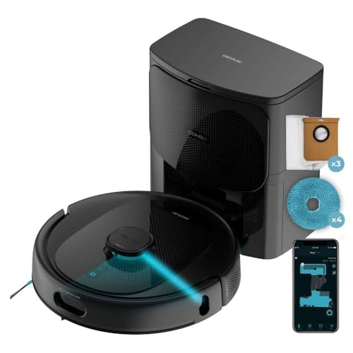 Cecotec Saugroboter Conga 9990 AI Spin Revolution Supreme Home, 10.000 Pa, Laser-Navigation, Selbstentleerungsstation, Künstliche Intelligenz, Hindernisvermeidung, App-Steuerung, 240 Min. Laufzeit von Cecotec