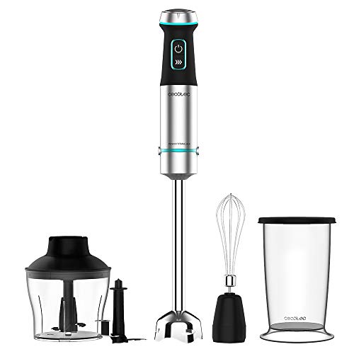 Cecotec Stabmixer Power TitanBlack 1200 XL Cream&Crush. 1200 W, CrossBlades Technologie mit 4-Klinge-Blättern mit schwarzer Titan-Beschichtung, extralangem Fuß, Spritzschutz-Klingeneinsatz von Cecotec