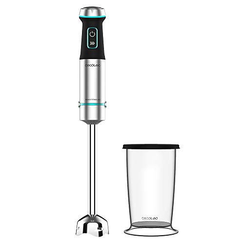 Cecotec Stabmixer Power TitanBlack 1200 XL.1200 W, CrossBlades Technologie mit 4-Klinge-Blättern mit schwarzer Titan-Beschichtung, extralangem Fuß, Spritzschutz-Klingeneinsatz, 800 ml Gefäss von Cecotec