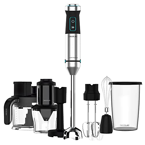 Cecotec Stabmixer Power TitanBlack 1500 XL TotalMix. 1500 W, CrossBlades Technologie mit 4-Klinge-Blättern mit schwarzer Titan-Beschichtung, extralangem Fuß, Spritzschutz-Klingeneinsatz, 800-ml-Glas von Cecotec