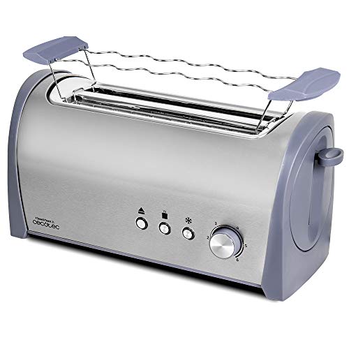 Cecotec Stahl- Toaster Steel&Toast - 6 Leistungsstufen, 3 Funktionen, (Toast-, Erhitzungs-, Auftaumodi), Inklusiver Brötchenständer und Krümelschublade. von Cecotec