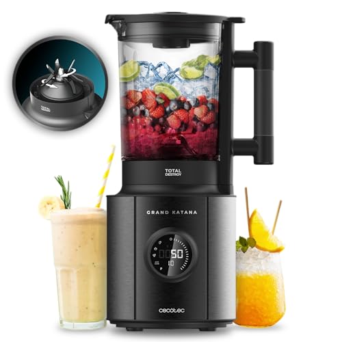 Cecotec Standmixer Grand Katana 2700MAX Total Destroy Screen B. Maximale Leistung 2700W, Digitales Display, 8-Klingen-Messer mit schwarzer Titanbeschichtung, 1,8L Glasgießer von Cecotec