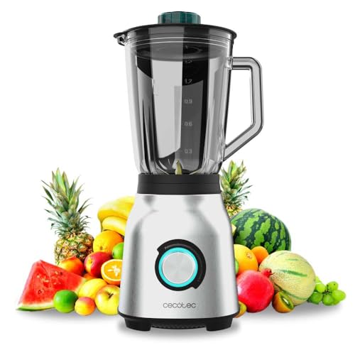 Cecotec Standmixer Power Black Titanium 1800MAX Blend It, 1800 W maximale Leistung, 5 Geschwindigkeiten, 6 Klingen aus Edelstahl, Ice-Crush-Funktion, Turbo- und Smoothie-Funktion, AutoClean-Funktion von Cecotec