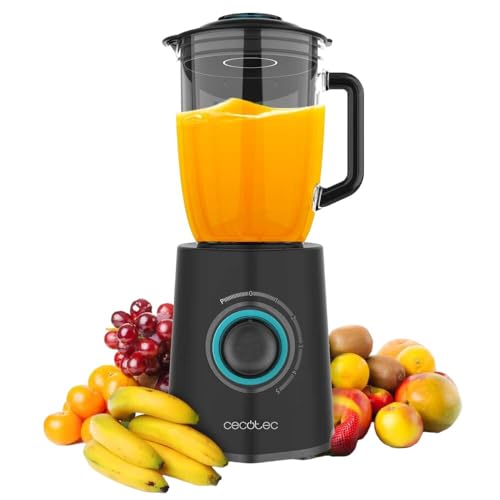 Cecotec Standmixer Power Black Titanium 2300MAX Mix Go. 2300W maximale Leistung, 1,5L Fassungsvermögen, 5 Geschwindigkeiten, 6 Klingen mit schwarzer Titanbeschichtung und hitzebeständiger Krug von Cecotec