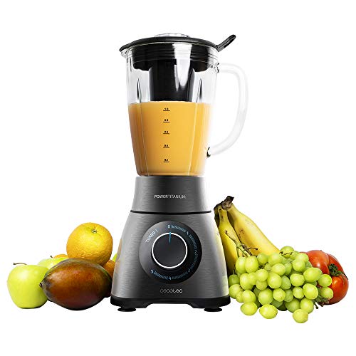 Cecotec Standmixer Power Black Titanium 2500MAX PerfectMix. 2500 W maximale Leistung, Messer mit schwarzer Titanbeschichtung, 1,8L, Smoothie-Filter, Edelstahl-Finish von Cecotec