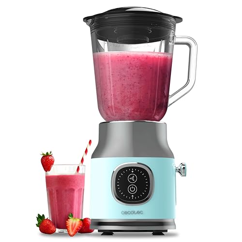 Cecotec Standmixer Retro RetroTwist Blue. 800W Maximale Leistung, Pulse-Funktion, 4-Klingen-Messer mit schwarzer Titanbeschichtung und 1L Krug, Vintage-Design in Blau von Cecotec