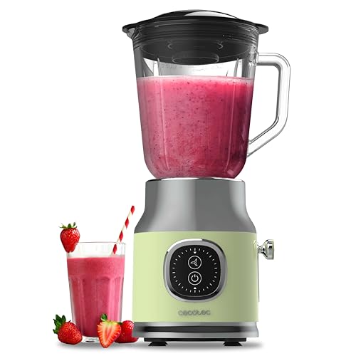 Cecotec Standmixer Retro RetroTwist Green. 800W Maximale Leistung, Pulse-Funktion, 4-Klingen-Messer mit schwarzer Titanbeschichtung und 1L Krug, Vintage-Design in Grün von Cecotec