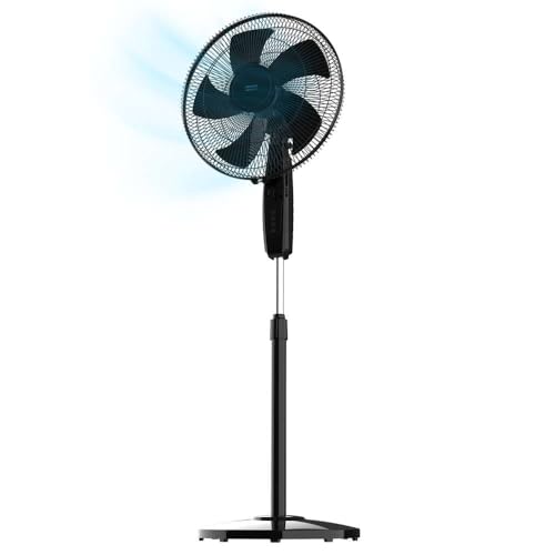 Cecotec Standventilator EnergySilence 515 MaxFlow Black, 45W, Durchmesser von 16", 5 Blätter, 1h Timer, 3 Geschwindigkeiten und automatische Oszillation, Höhenverstellbar bis 135cm von Cecotec