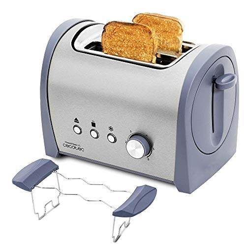 Cecotec Steel&Toast 2S Stahl Toaster. 6 Leistungsstufen, 2 Toasts, 3 Funktionen (Toasten, Aufwärmen, Auftauen), Inkl. Brötchenaufsatz, Krümelschublade, 800 W. von Cecotec