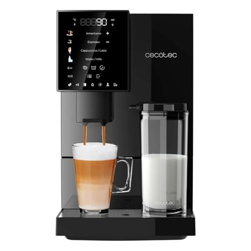 Cecotec Superautomatische Kaffeemaschine Cremmaet Compactccino. 1350 W, Thermoblock, 19 Bar Pumpendruck, Plug&Play-System, Kaffeevorratsbehälter mit integrierter Mühle, Automatische Reinigung von Cecotec
