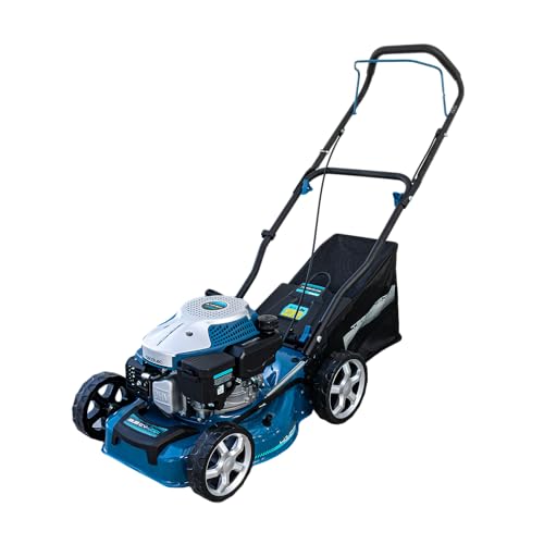 Cecotec Terrenator 2700.41 Total Z Benzin-Rasenmäher, Motor mit 144 CCM, 2,4 kW und 3,2 PS, Gehäuse aus Stahl 41 cm, Z-Tech-System, Schneiden, Sammeln und Mulchen, XL-Hinterräder von Cecotec