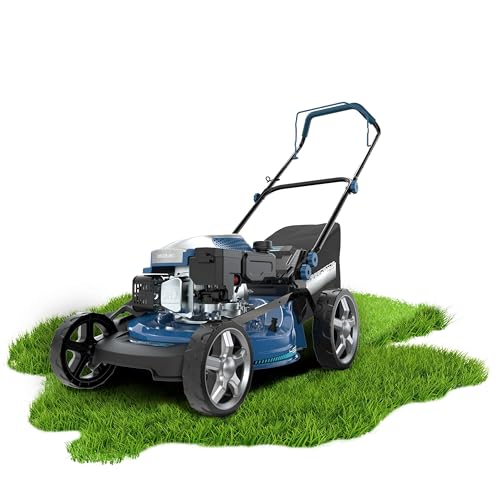 Cecotec Terrenator 3200.46 Total Z Benzin-Rasenmäher, Motor mit 144 CCM, 2,4 kW und 3,2 PS, Stahlkörper 46 cm, Höhenverstellung System Z-Tech, 4in1 mit Mulchen, XL-Hinterräder von Cecotec
