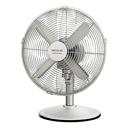 Cecotec Tischventilator EnergySilence 610 SteelDesk. 40 W, Stahl-Finish, Durchmesser 30,5 cm mit 4 Flügeln, 3 Geschwindigkeiten, Oszillation, höhenverstellbar, maximale Sicherheit von Cecotec