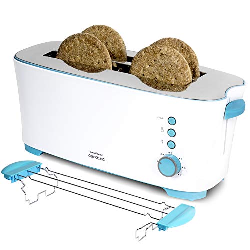 Cecotec Toast&Taste 2L Toaster. 7 Leistungsstufen, 4 Toasts, 3 Funktionen (Toasten, Aufwärmen, Auftauen), Inkl. Brötchenaufsatz, Krümelschublade, 1350 W. von Cecotec
