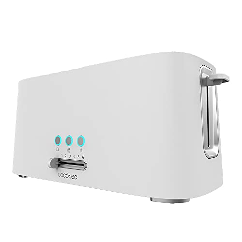 Cecotec Toaster Toast&Taste 9000 Doppel White aus Plastik mit 2 extra breiten kurzen Schlitzen Weißes Design (Doppelter langer Slot) von Cecotec