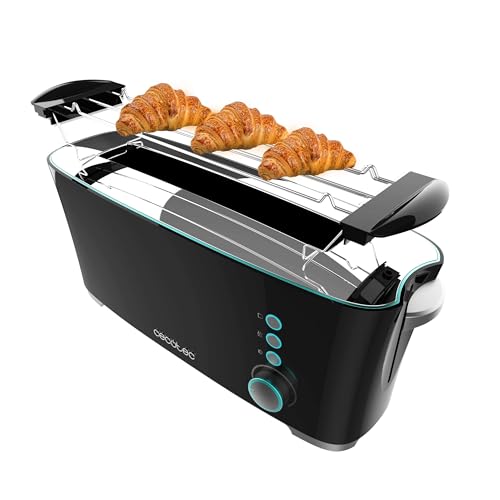 Cecotec Toaster Toast&Taste Extra B, 1000W Leistung, Doppel-Langschlitz für 2 Toasts, XL-Schlitz, Automatische Abschaltung und Pop-up-Funktion, Krümelablage, Obere Stäbe, Selbstzentrierung von Cecotec