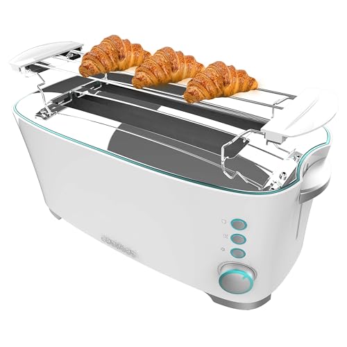 Cecotec Toaster Toast&Taste Extra Double W, 1350W Leistung, Doppel-Langschlitz für 2 Toasts, Automatische Abschaltung und Pop-up-Funktion, Edelstahl, Krümelablage, Selbstzentrierung von Cecotec