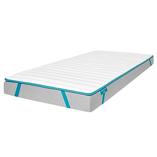 Cecotec TopCloud Topper Flow Matratzenauflage, 90 x 190 cm, Schaumstoffkern, silikonisierte Faser, mittlere Härte, Höhe 5 cm, rutschfeste elastische Gurte, FreshFeel-Gewebe, gepolstert, vakuumverpackt von Cecotec