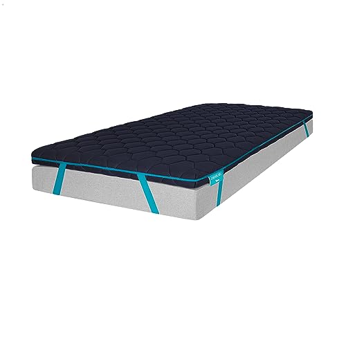 Cecotec Topdeluxe Flow Topdeluxe Matratzenauflage, 150 x 200 cm, viskoelastischer Kern 100%, elastische Gurte, rutschfest, mittlere Härte, Höhe 7 cm, Easyclean, gepolstert, leer, wasserabweisend von Cecotec