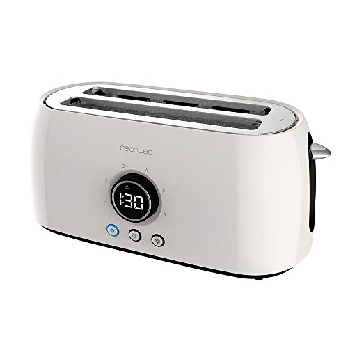 Cecotec Digitaler Toaster ClassicToast 15000 Beige Extra Double, 1500 W, Kapazität für 4 Scheiben Brot, 2 extra breite Langschlitze, 3 Funktionen, LED-Licht, Inklusive oberer Halterungen von Cecotec