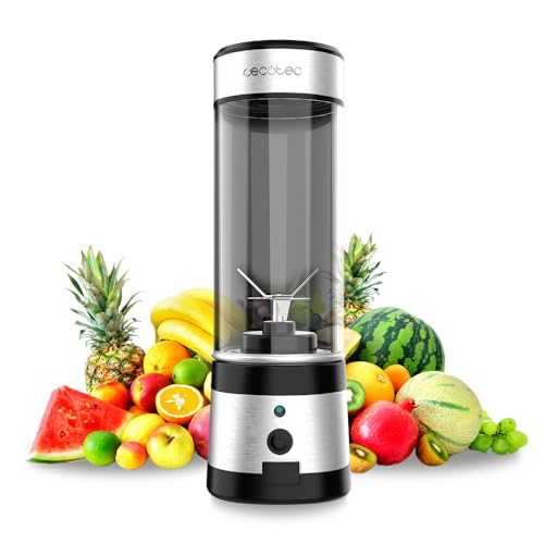 Cecotec Tragbarer Einzel-Smoothie-Mixer WanderlustMix USB. 126W, Kompakt, 400ml-Becher, 4 Klingen mit schwarzer Titanbeschichtung, 15 Nutzungen Autonomie von Cecotec