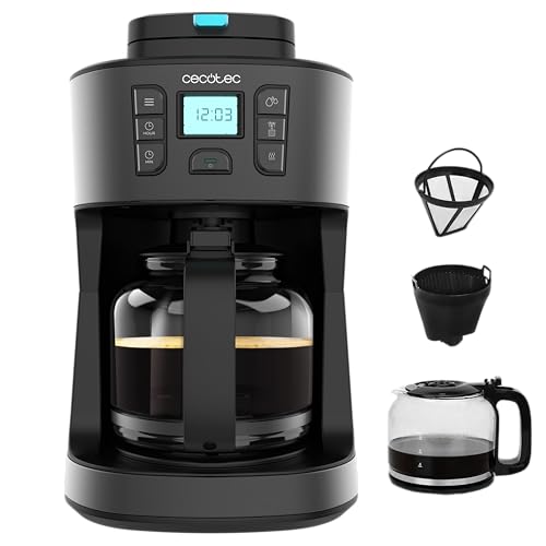 Cecotec Tropfkaffeemaschine Coffee 66 Grind & Drop Essential. 1086 W, Klingenmühle, bis zu 12 Tassen, Extremearoma-Technologie, Digitale, aus Edelstahl, mit automatischer Abschaltung von Cecotec
