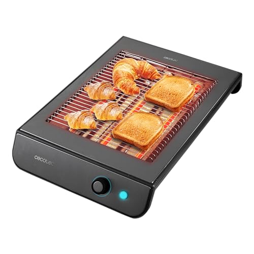 Cecotec Turbo EasyToast InoxDark Flacher Toaster für alle Brot- und Gebäckarten, 900 W, 3 Widerstände, 6 Leistungsstufen, Krümelschale, Edelstahl-Finish in Schwarz von Cecotec