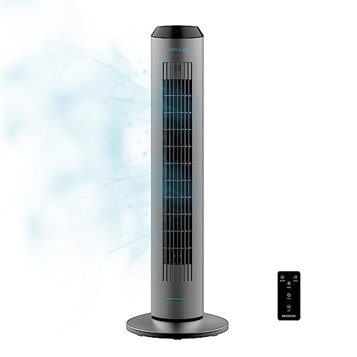 Cecotec Digitale Turmventilator mit Fernbedienung und Timer EnergySilence 8190 Skyline Ionic, 60 W, 33'' (84cm) Höhe, Oszillierend, Ionisator, Kupfermotor, 3 Geschwindigkeiten, Grau von Cecotec