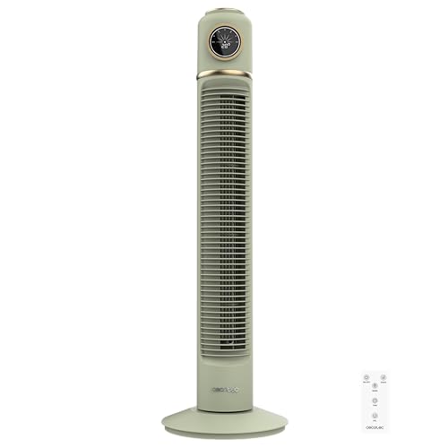 Cecotec - Turmventilatoren EnergySilence 1090 Skyline Retro Smart Green, von 81 cm, 40W, Display -LED, taktile und Fernbedienung, 3 Geschwindigkeiten, 3 Modi, Timer 12 Stunden und Oszillation 72º von Cecotec