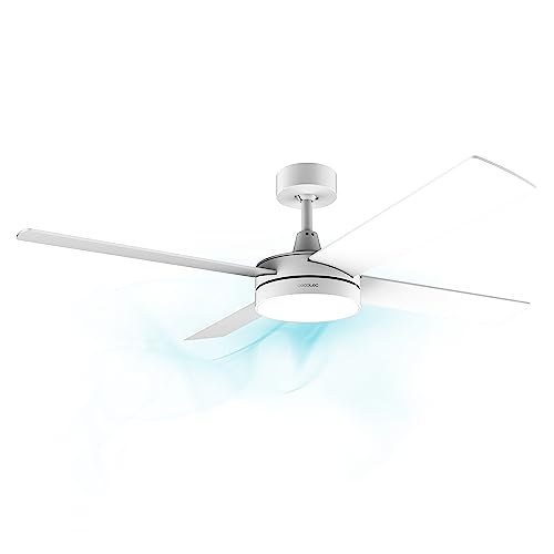 Cecotec Deckenventilator mit Fernbedienung, Timer und LED-Licht EnergySilence Aero 5200 White Line, 60 W, Kupfermotor, 132 cm (52"), 4 Klingen, 3 Geschwindigkeiten, Winterfunktion von Cecotec